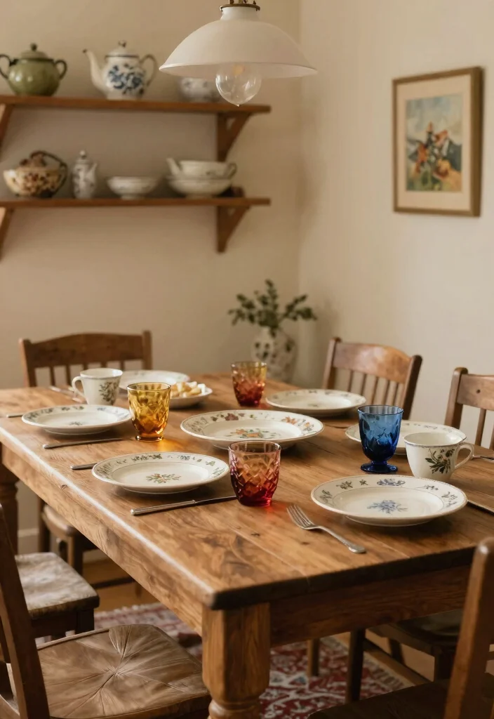 12 Farmhouse Dining Room Ideas with Warm Rustic Charm 2 12 Farmhouse Dining Room Ideas with Warm Rustic Charm 2. Vintage Tableware 0