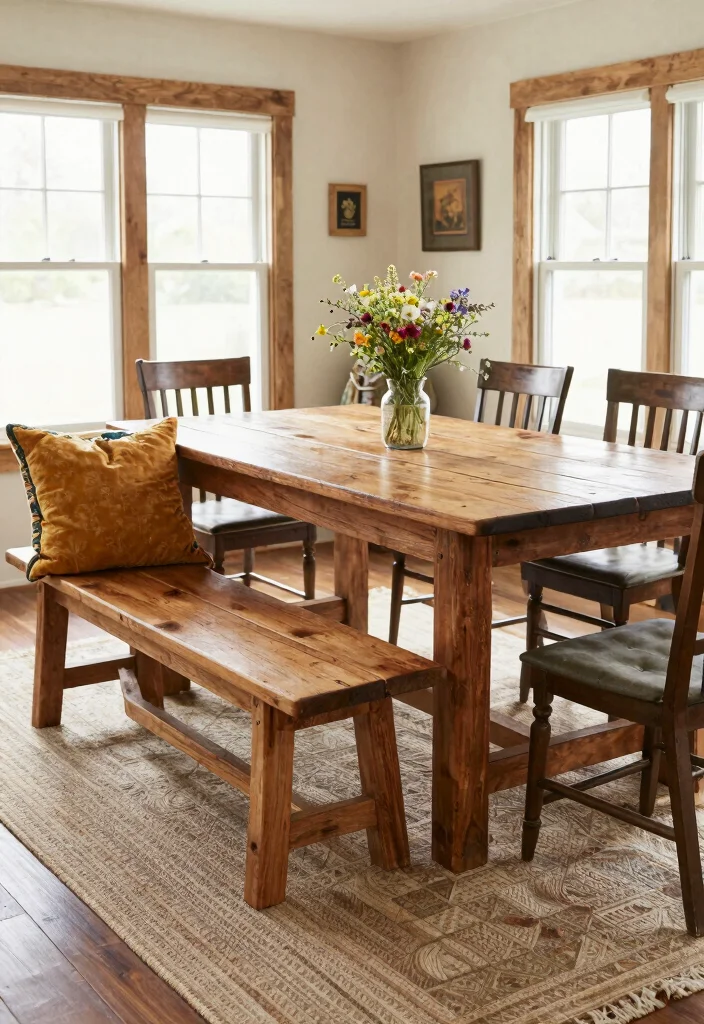 12 Farmhouse Dining Room Ideas with Warm Rustic Charm 37 12 Farmhouse Dining Room Ideas with Warm Rustic Charm 7. Farmhouse Style Benches 0
