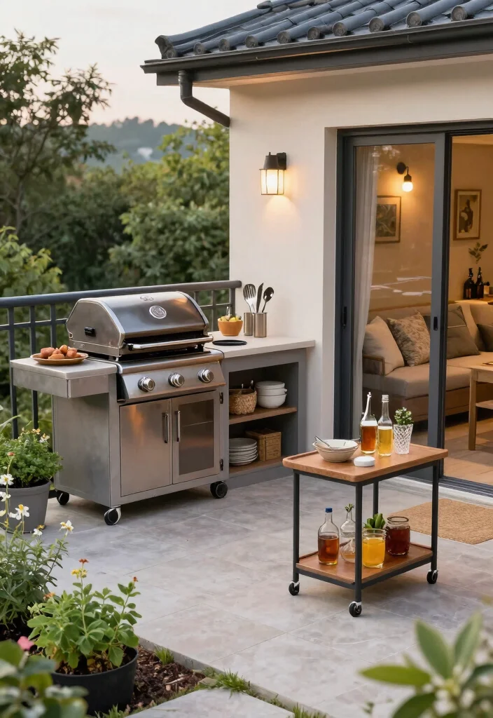 12 First Floor Balcony Ideas for Privacy and Style 11. Outdoor Cooking Nook 0