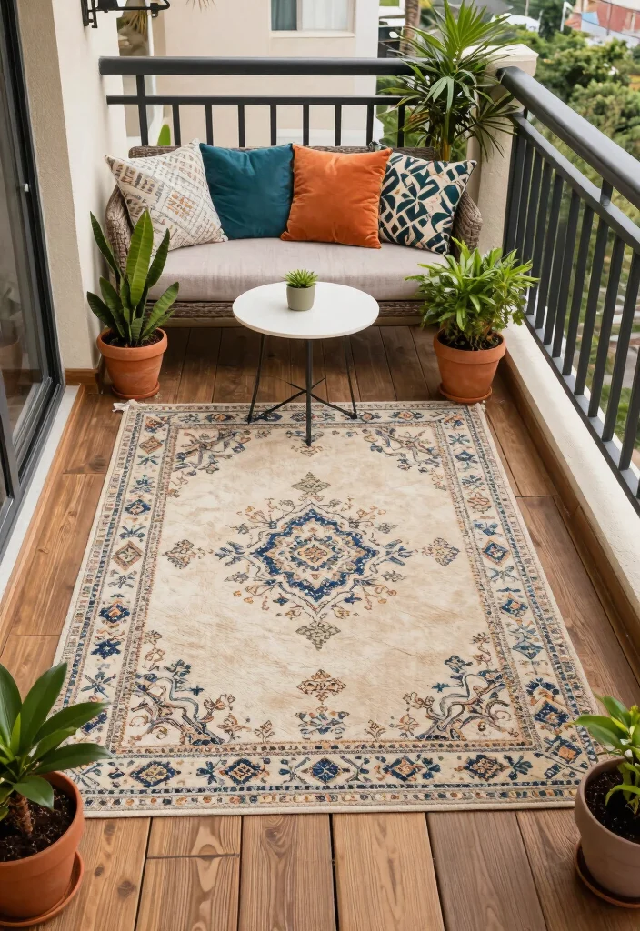 12 First Floor Balcony Ideas for Privacy and Style 6. Transformative Floor Coverings 0