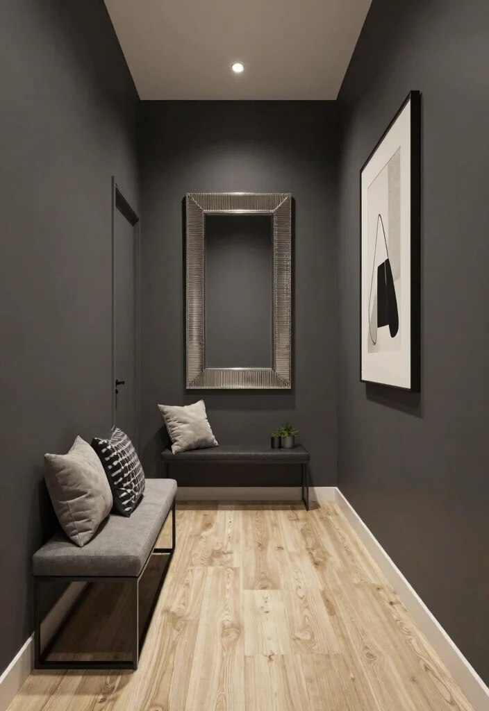 12 Hallway Color Ideas That Instantly Refresh the Space 50 12 Hallway Color Ideas That Instantly Refresh the Space 10. Sophisticated Charcoal for Modern Elegance 0