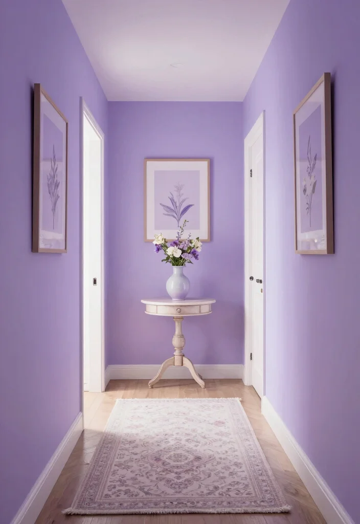 12 Hallway Color Ideas That Instantly Refresh the Space 62 12 Hallway Color Ideas That Instantly Refresh the Space 12. Elegant Lavender for a Soft Touch 0