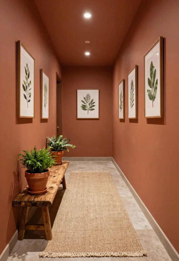 12 Hallway Color Ideas That Instantly Refresh the Space 25 12 Hallway Color Ideas That Instantly Refresh the Space 5. Earthy Terracotta for Warmth 0