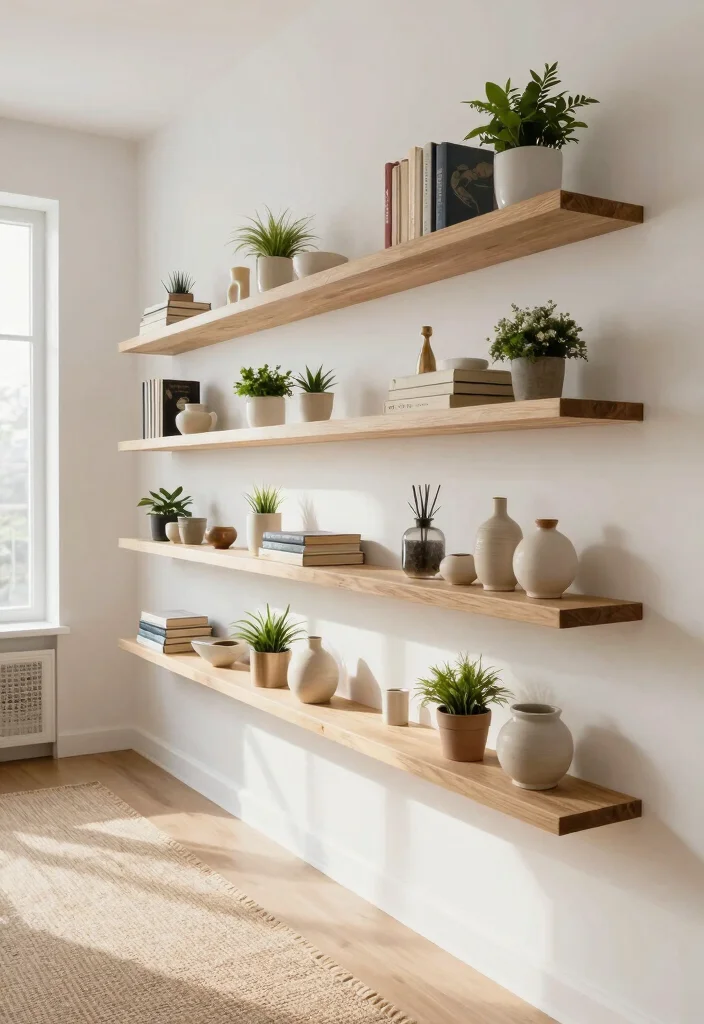12 Hallway Furniture Ideas for Storage Without Clutter 2. Vertical Wall Shelves 0