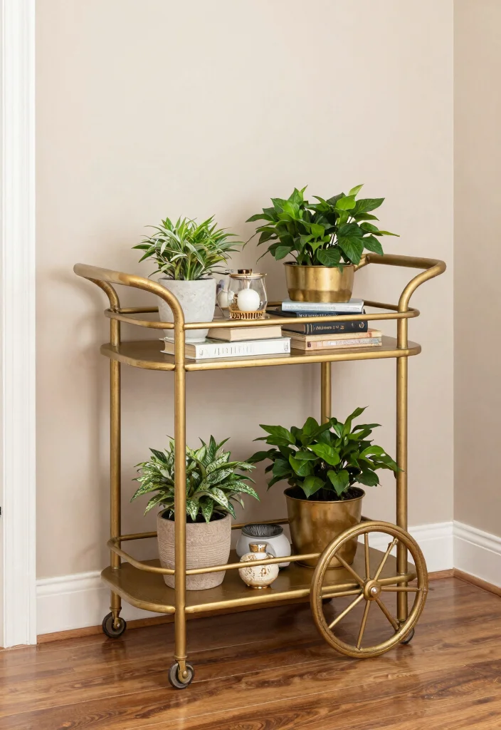 12 Hallway Furniture Ideas for Storage Without Clutter 8. Decorative Carts 0