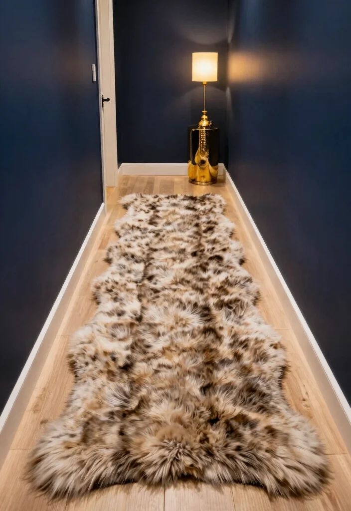 12 Hallway Rug Ideas to Warm Up Long Narrow Spaces 50 12 Hallway Rug Ideas to Warm Up Long Narrow Spaces 10. Faux Fur Runners 0