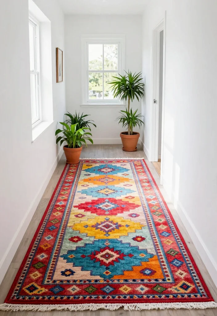 12 Hallway Rug Ideas to Warm Up Long Narrow Spaces 51 12 Hallway Rug Ideas to Warm Up Long Narrow Spaces 11. Colorful Outdoor Rugs 0