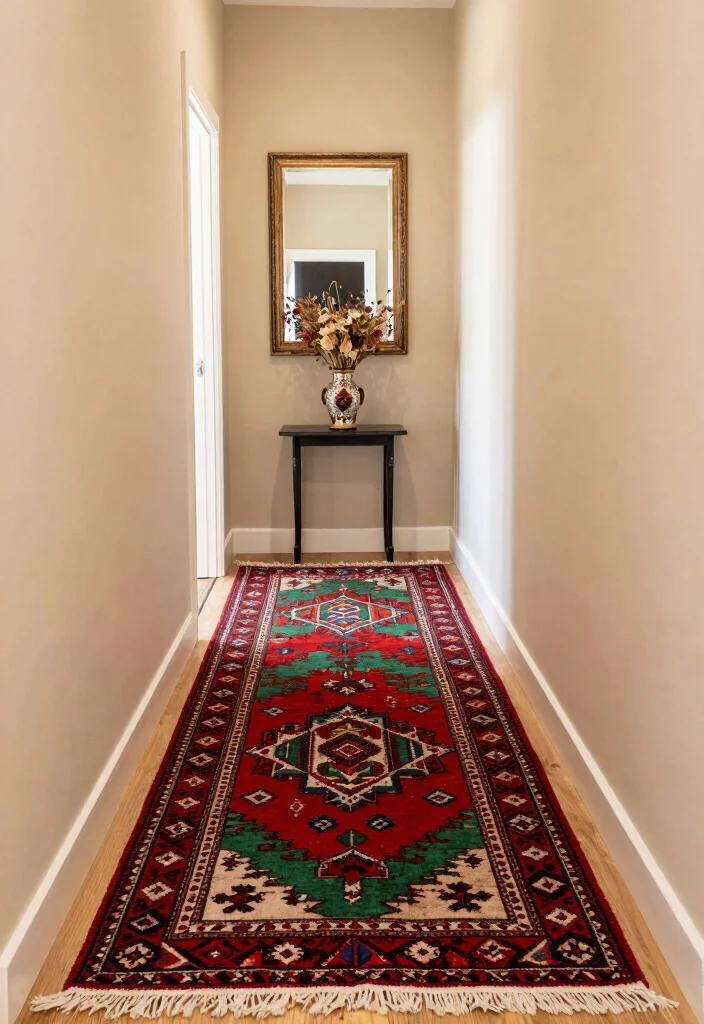 12 Hallway Rug Ideas to Warm Up Long Narrow Spaces 25 12 Hallway Rug Ideas to Warm Up Long Narrow Spaces 5. Vintage Kilim Rugs 0
