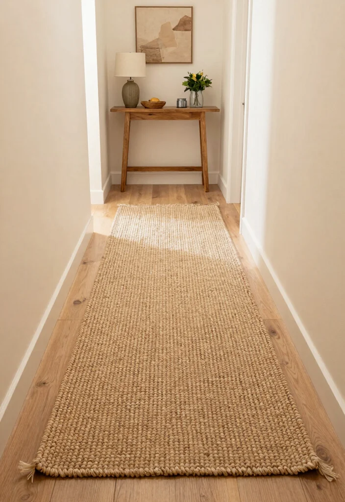 12 Hallway Rug Ideas to Warm Up Long Narrow Spaces 27 12 Hallway Rug Ideas to Warm Up Long Narrow Spaces 7. Natural Fiber Braided Rugs 0