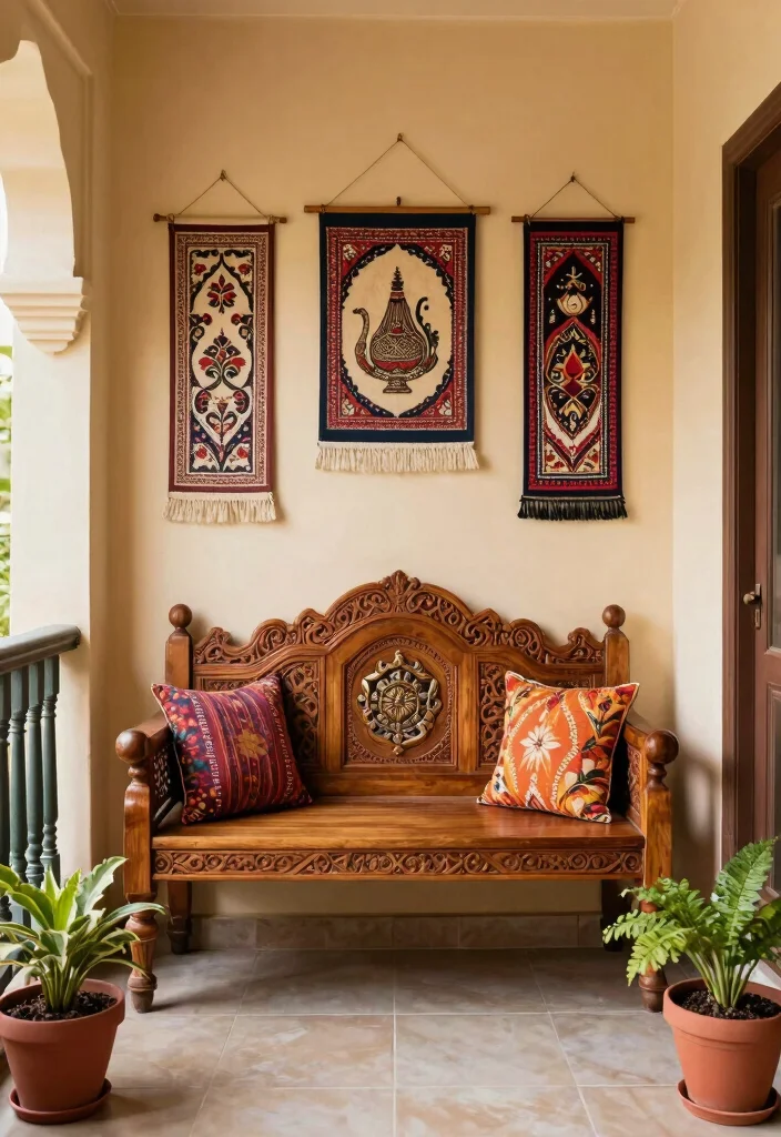 12 Indian Balcony Ideas with Warm Colors and Cultural Touches 36 12 Indian Balcony Ideas with Warm Colors and Cultural Touches 6. Traditional Dcor Pieces 0