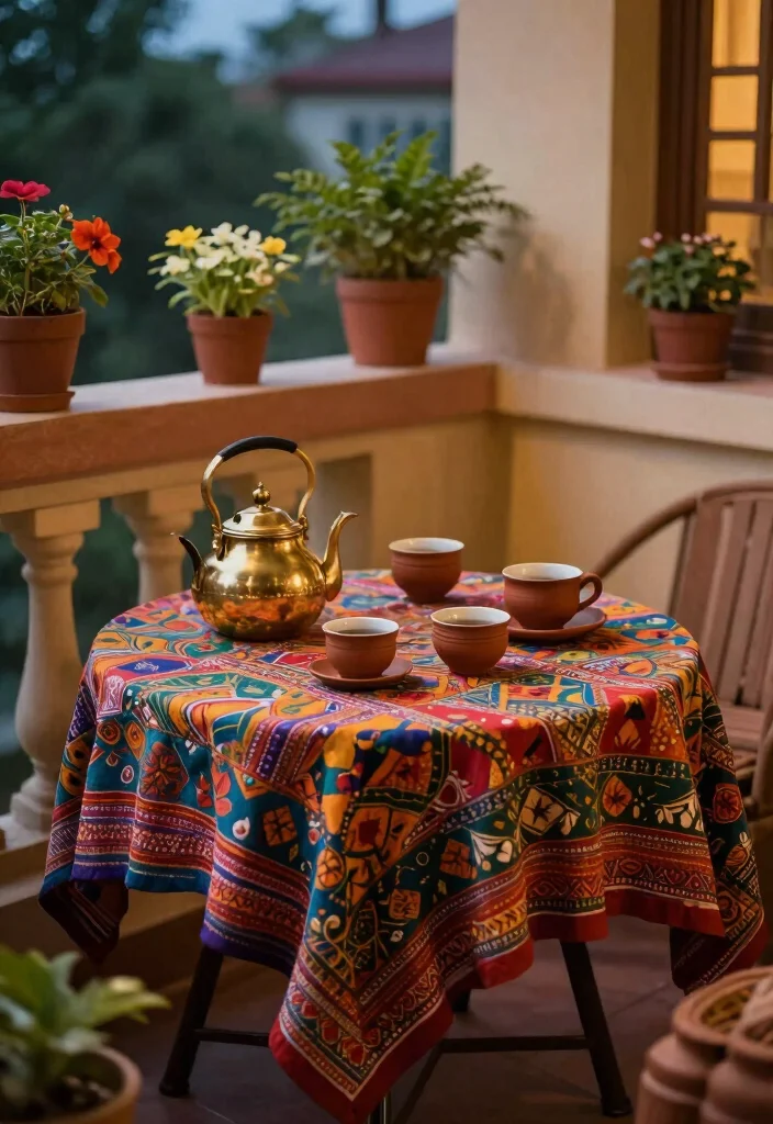 12 Indian Balcony Ideas with Warm Colors and Cultural Touches 48 12 Indian Balcony Ideas with Warm Colors and Cultural Touches 8. Indian Tea Corner 0