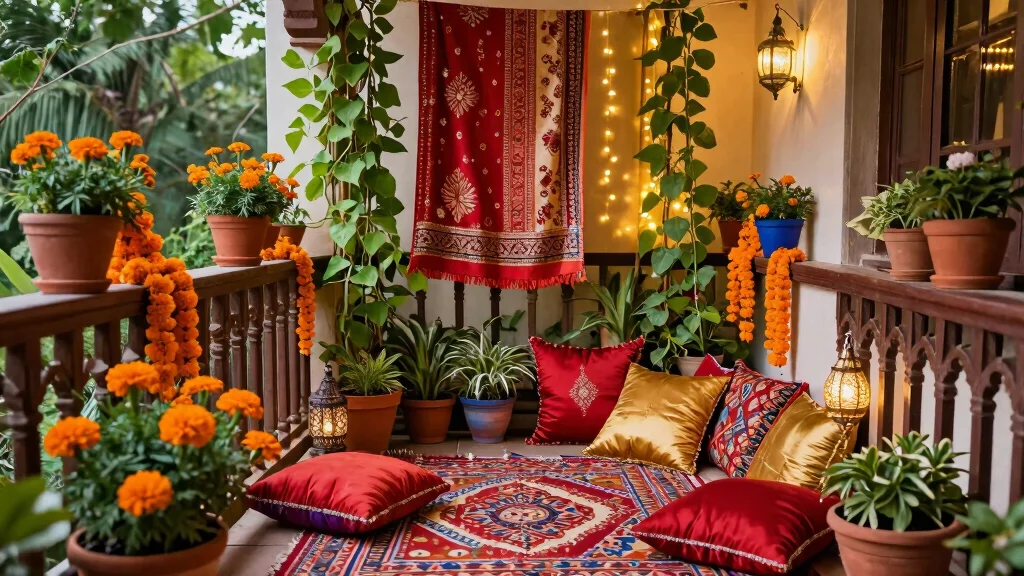 12 Indian Balcony Ideas with Warm Colors and Cultural Touches