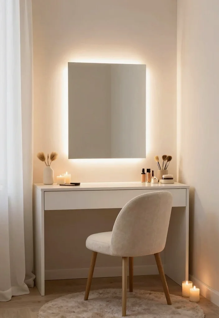 12 Makeup Vanity Table Desk Ideas with Soft Lighting 51 12 Makeup Vanity Table Desk Ideas with Soft Lighting 11. Cozy Nook for Self Care 0