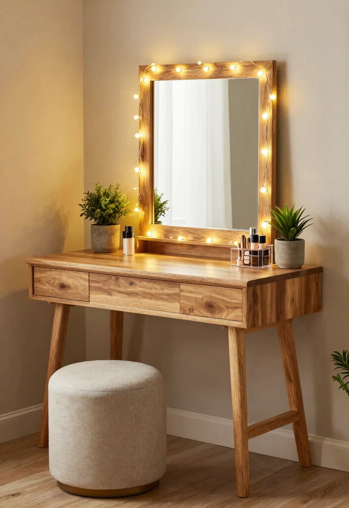 12 Makeup Vanity Table Desk Ideas with Soft Lighting 2 12 Makeup Vanity Table Desk Ideas with Soft Lighting 2. Rustic Charm with Wood Elements 0