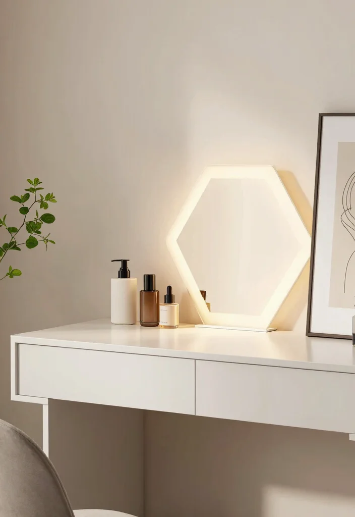 12 Makeup Vanity Table Desk Ideas with Soft Lighting 28 12 Makeup Vanity Table Desk Ideas with Soft Lighting 8. Modern Minimalism with Clean Lines 0