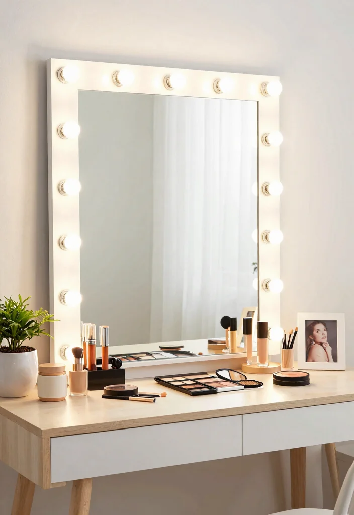 12 Makeup Vanity Table Desk Ideas with Soft Lighting 39 12 Makeup Vanity Table Desk Ideas with Soft Lighting 9. Bright and Airy with Large Mirrors 0