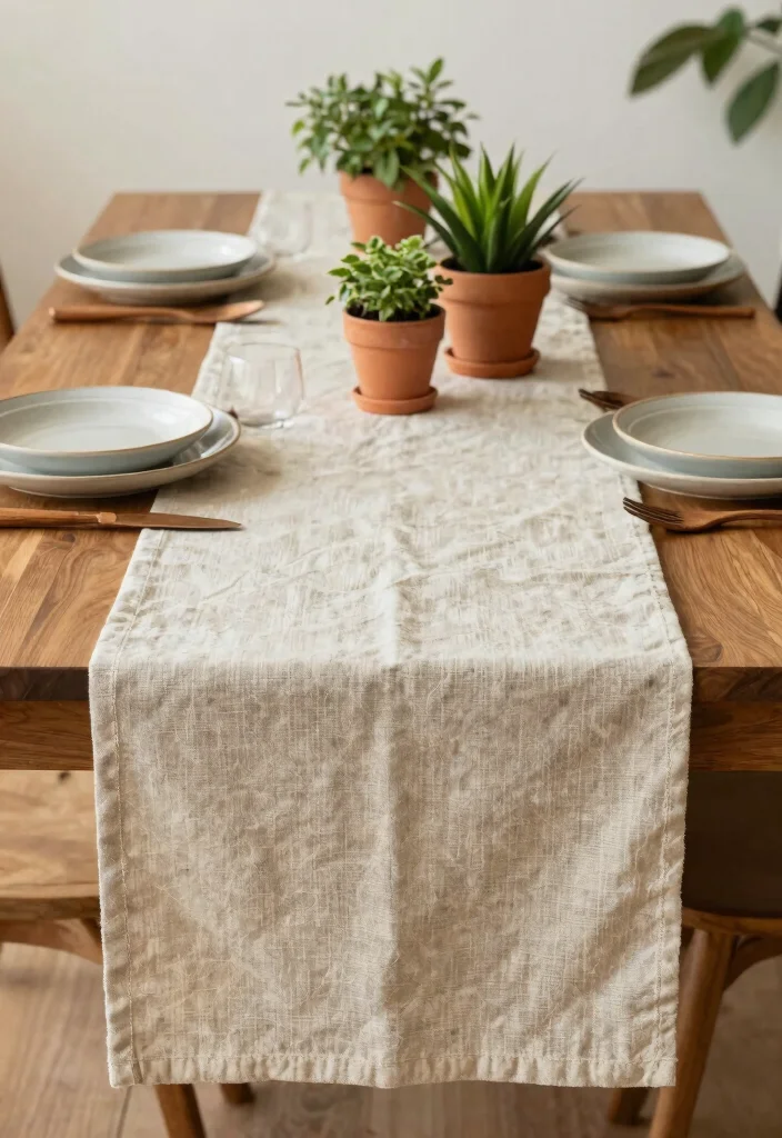 12 Modern Dining Room Table Runner Ideas with Clean Lines 10. Eco Friendly Options 0