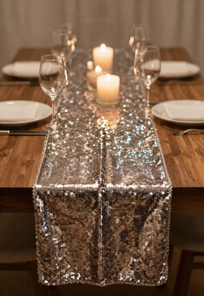 12 Modern Dining Room Table Runner Ideas with Clean Lines 8. Reflective Surfaces 0