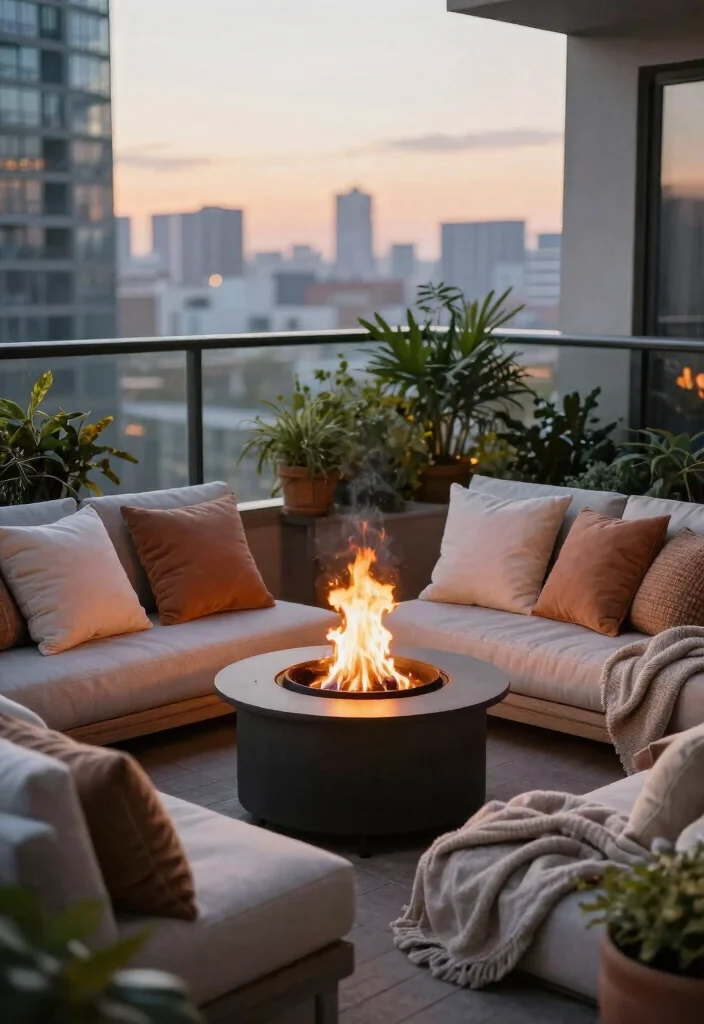 12 Outdoor Apartment Balcony Ideas for Fresh Air Living 51 12 Outdoor Apartment Balcony Ideas for Fresh Air Living 11. Cozy Fire Pit 0