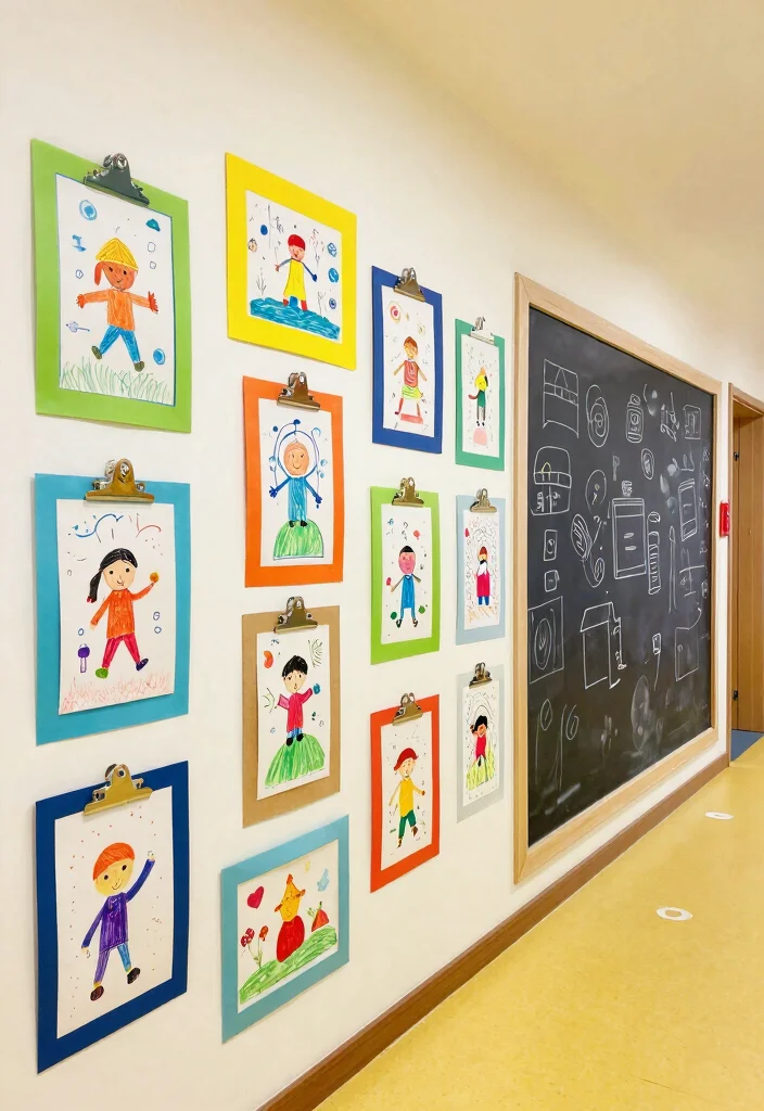 12 Picture Wall Ideas for Hallways with Personality 50 12 Picture Wall Ideas for Hallways with Personality 10. Whimsical Childrens Art Display 0