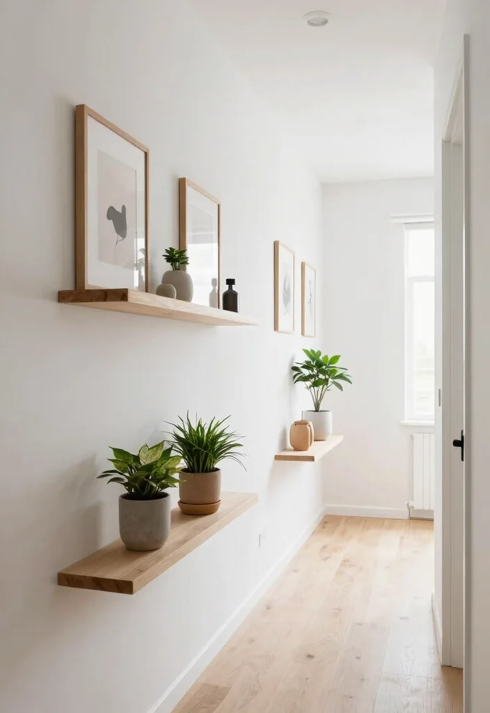 12 Picture Wall Ideas for Hallways with Personality 36 12 Picture Wall Ideas for Hallways with Personality 6. Minimalist Wall with Floating Shelves 0