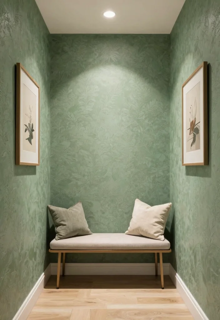 12 Sage Green Hallway Ideas for Calm Natural Color 23 12 Sage Green Hallway Ideas for Calm Natural Color 3. Textured Sage Green Wallpaper 0
