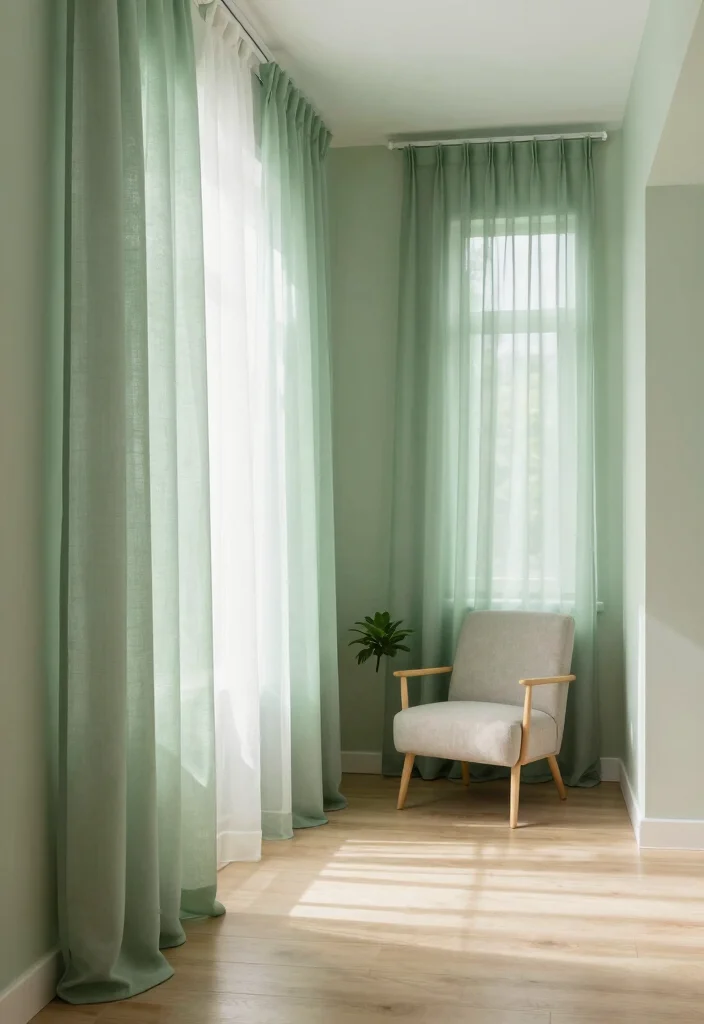 12 Sage Green Hallway Ideas for Calm Natural Color 38 12 Sage Green Hallway Ideas for Calm Natural Color 8. Natural Lighting and Sage Green Curtains 0
