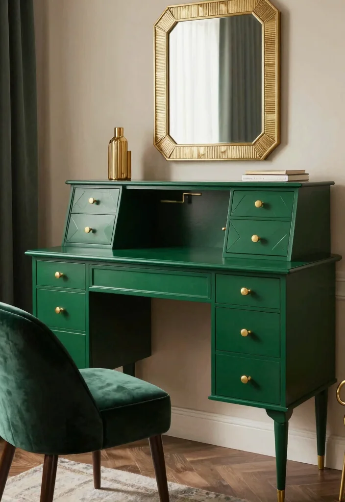 12 Secretary Desk Makeover Ideas with Vintage Character 26 12 Secretary Desk Makeover Ideas with Vintage Character 6. Art Deco Elegance 0