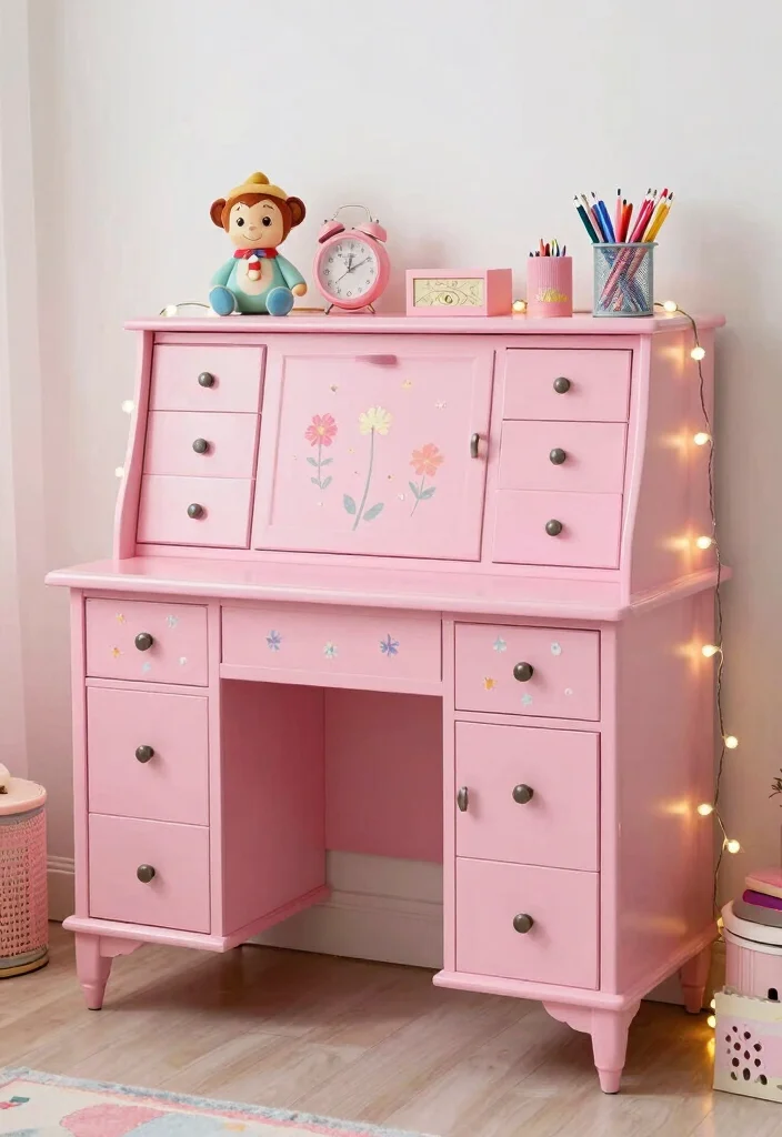 12 Secretary Desk Makeover Ideas with Vintage Character 27 12 Secretary Desk Makeover Ideas with Vintage Character 7. Whimsical Wonderland 0