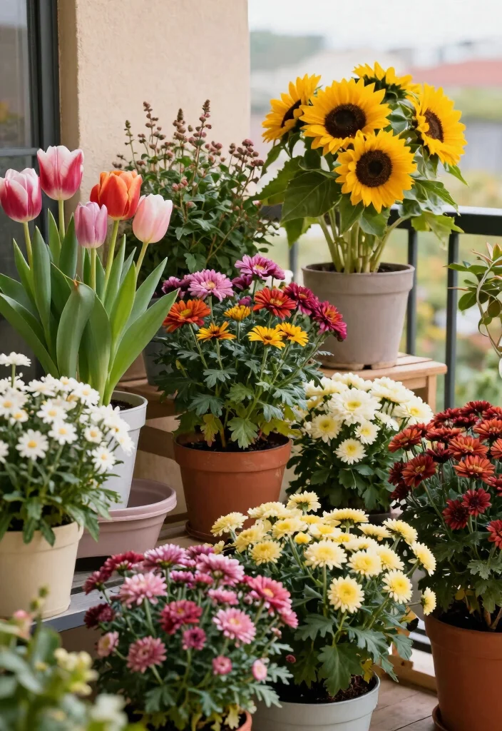 14 Apartment Balcony Plant Ideas for a Fresh Green Look 10. Seasonal Blooms 0