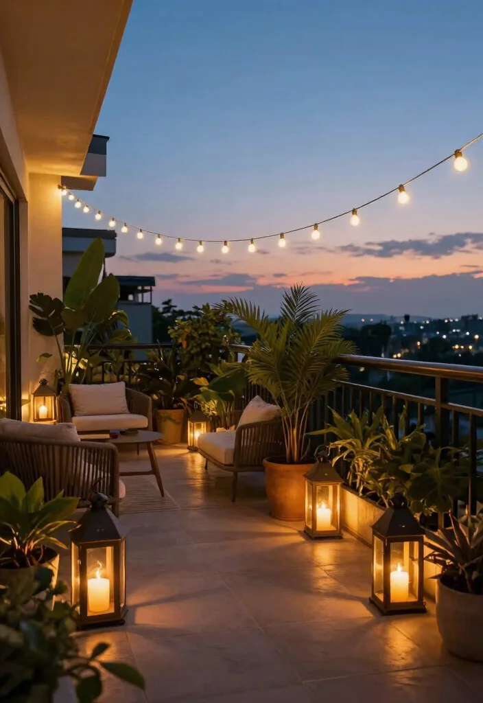 14 Apartment Balcony Plant Ideas for a Fresh Green Look 11. Cozy Lighting 0