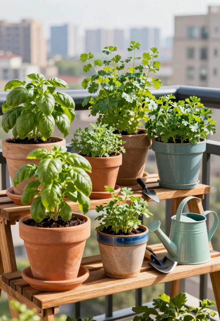14 Apartment Balcony Plant Ideas for a Fresh Green Look 2. Container Herb Garden 0