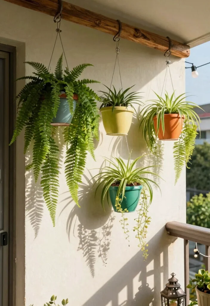 14 Apartment Balcony Plant Ideas for a Fresh Green Look 6. Hanging Planters 0