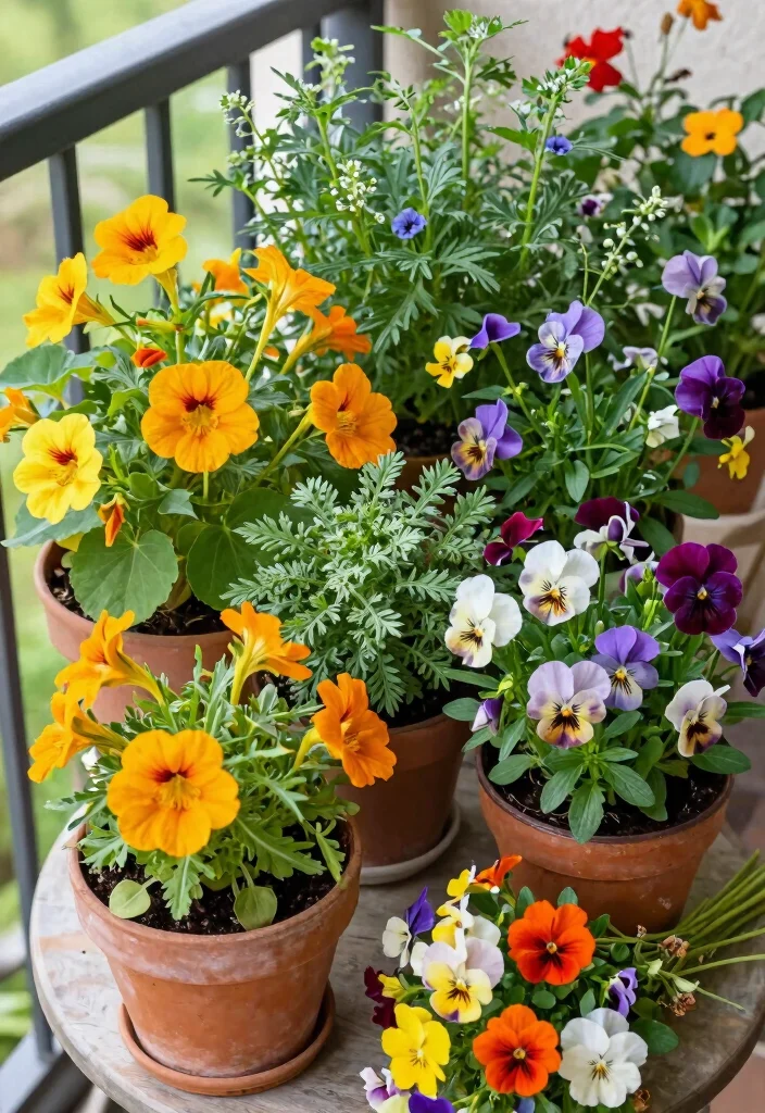 14 Apartment Balcony Plant Ideas for a Fresh Green Look 7. Edible Flowers 0