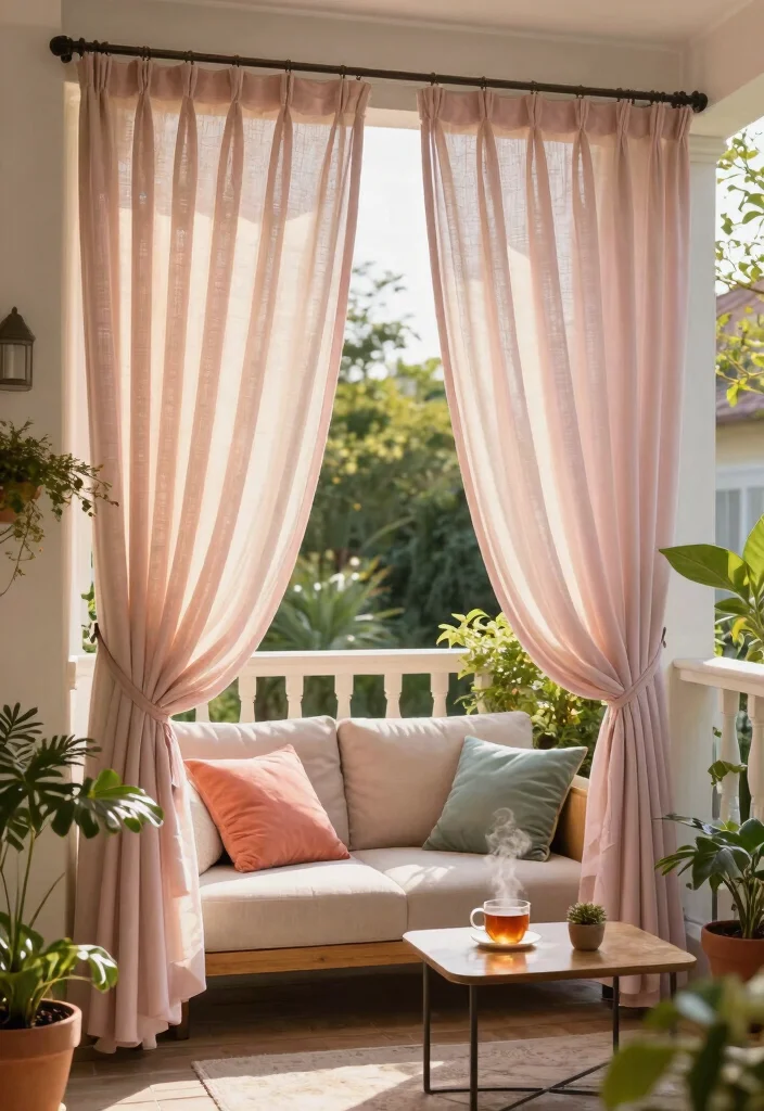 14 Balcony Closing Ideas for Year Round Comfort and Privacy 14 14 Balcony Closing Ideas for Year Round Comfort and Privacy 4. Outdoor Curtains for Flexibility 0