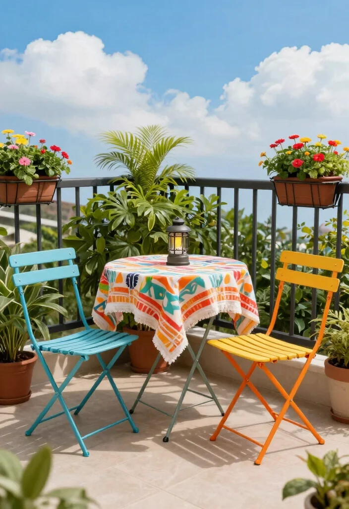 14 Balcony Dining Ideas for Cozy Meals Outdoors 2. Foldable Furniture Fun 0
