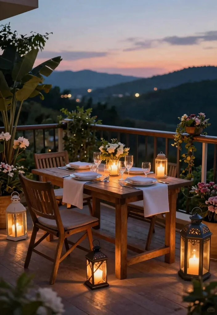14 Balcony Dining Ideas for Cozy Meals Outdoors 3. Romantic Lantern Lighting 0