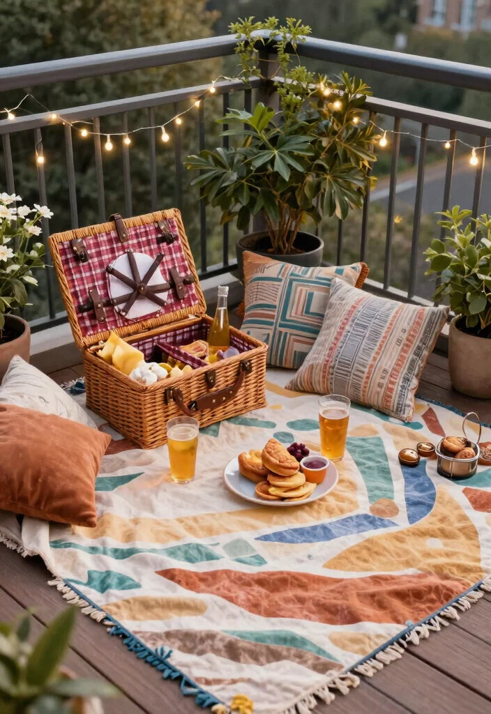 14 Balcony Dining Ideas for Cozy Meals Outdoors 5. Picnic Style Dining 0