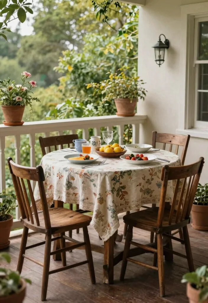 14 Balcony Dining Ideas for Cozy Meals Outdoors 8. Vintage Vibes 0
