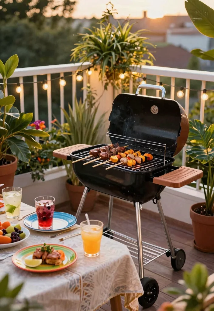 14 Balcony Dining Ideas for Cozy Meals Outdoors 9. Tasty Outdoor Barbecue 0