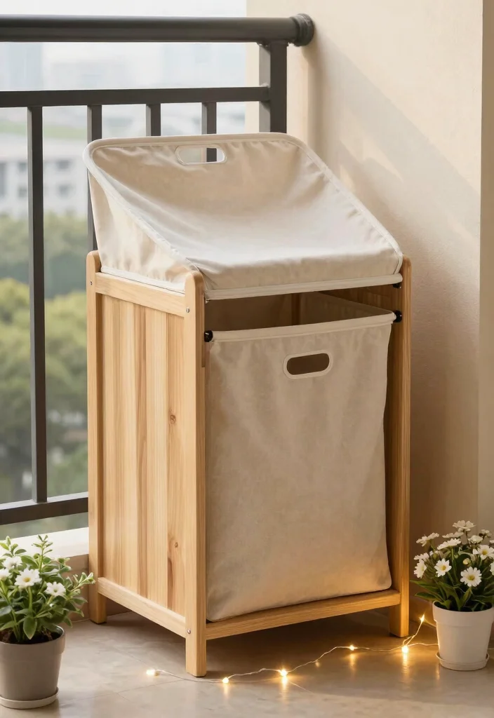 14 Balcony Laundry Ideas That Stay Hidden and Well Organized 7. Hidden Hamper 0