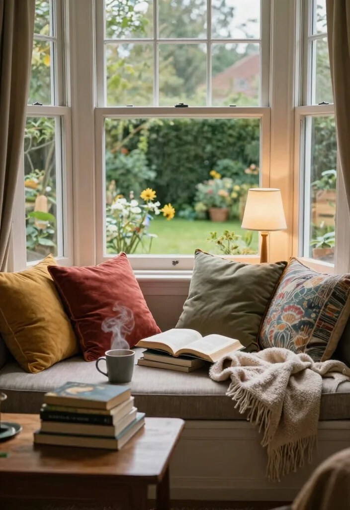 14 Bay Window Desk Ideas for Natural Light Work Zones 2. Cozy Reading Nook 0