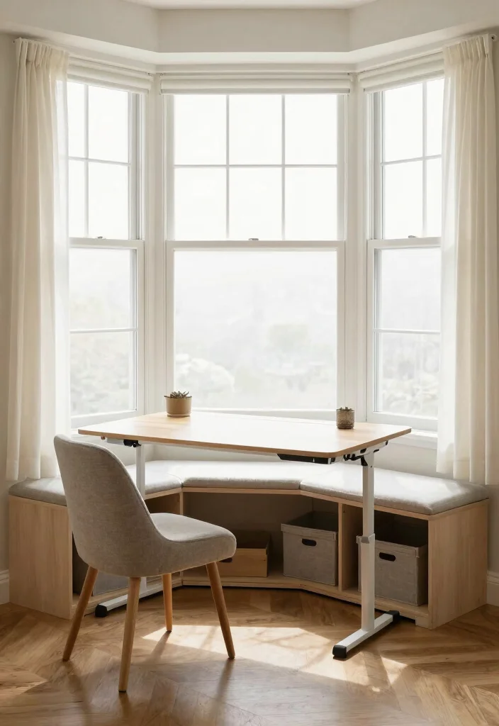 14 Bay Window Desk Ideas for Natural Light Work Zones 5. Multifunctional Space 0