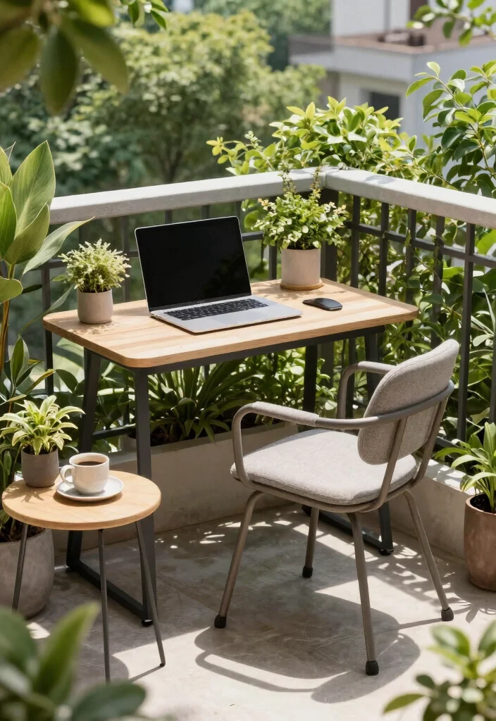 14 Big Balcony Terrace Ideas for Lounging, Dining, and Plants 53 14 Big Balcony Terrace Ideas for Lounging Dining and Plants 13. Outdoor Workspace 0