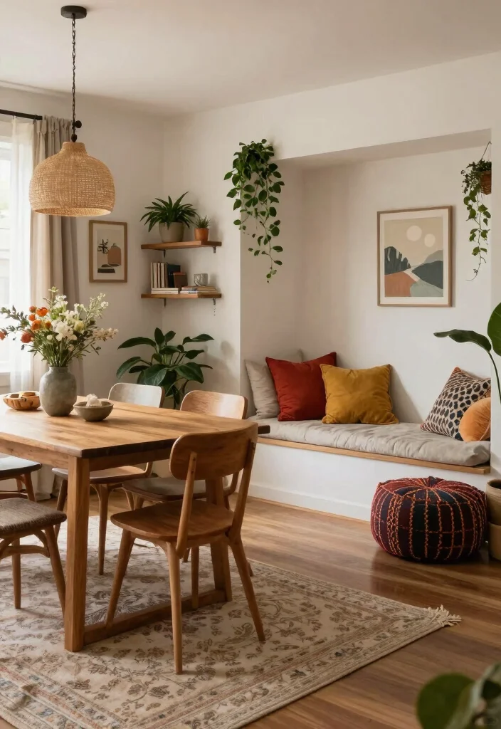 14 Boho Dining Room Ideas with Relaxed Collected Style 40 14 Boho Dining Room Ideas with Relaxed Collected Style 10. Create Zones for Dining and Relaxation 0