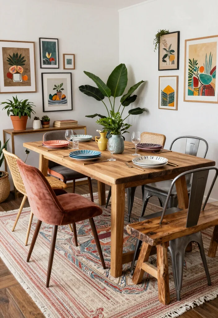 14 Boho Dining Room Ideas with Relaxed Collected Style 2 14 Boho Dining Room Ideas with Relaxed Collected Style 2. Mix and Match Furniture 0