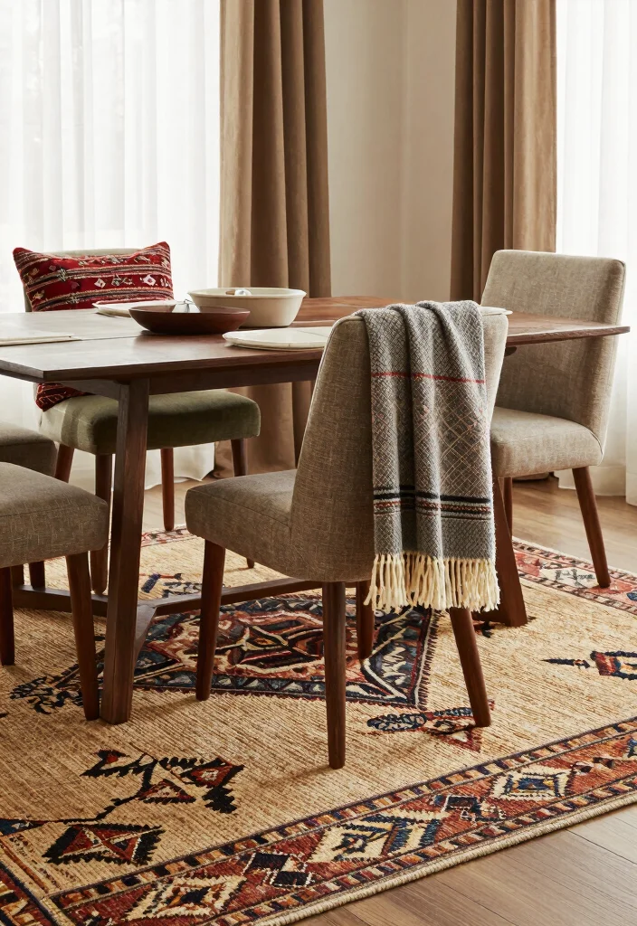 14 Boho Dining Room Ideas with Relaxed Collected Style 13 14 Boho Dining Room Ideas with Relaxed Collected Style 3. Layer Textiles 0