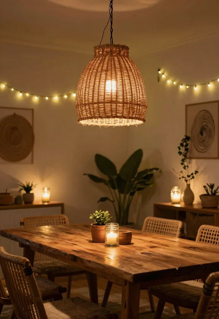 14 Boho Dining Room Ideas with Relaxed Collected Style 25 14 Boho Dining Room Ideas with Relaxed Collected Style 5. Statement Lighting 0