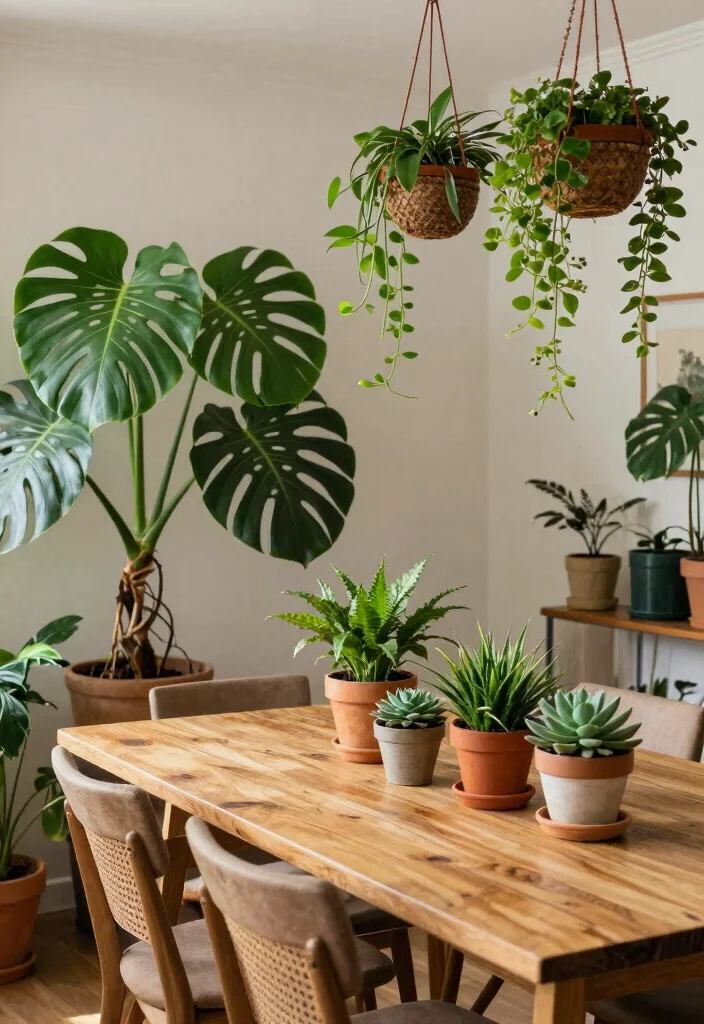 14 Boho Dining Room Ideas with Relaxed Collected Style 38 14 Boho Dining Room Ideas with Relaxed Collected Style 8. Incorporate Indoor Plants 0