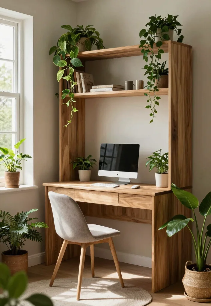 14 Built In Closet Desk Ideas for Hidden Workspaces 11. Nature Inspired 0